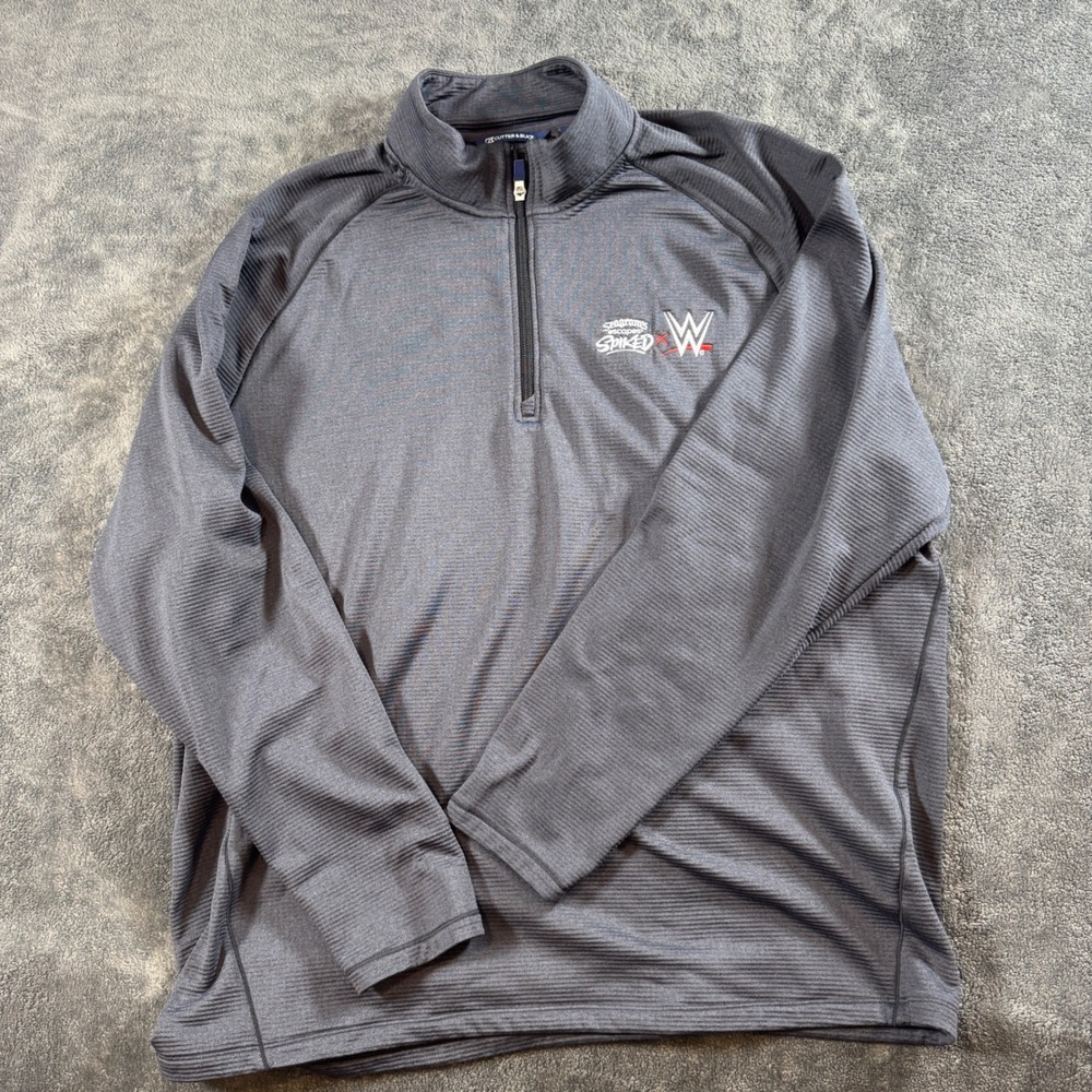 Cutter & Buck Mens XXL 1/4 Quarter Zip Pullover Gray WWE Seagrams Escapes Spiked